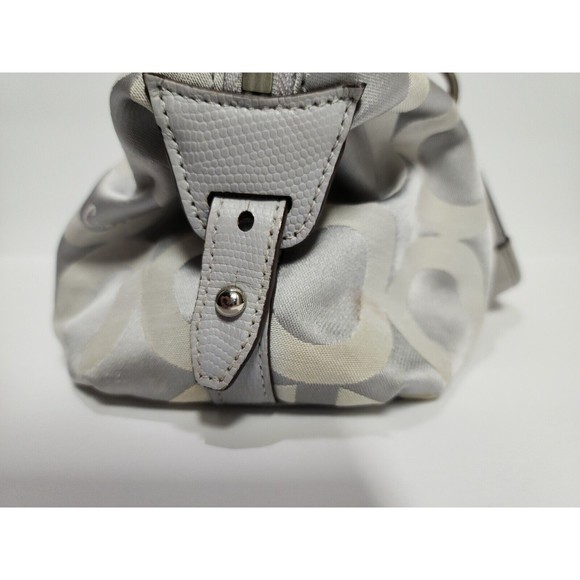 Authentic Coach Women Signature Logo Canvas Satchel Grey Fabric Silver Hardware - Picture 8 of 13